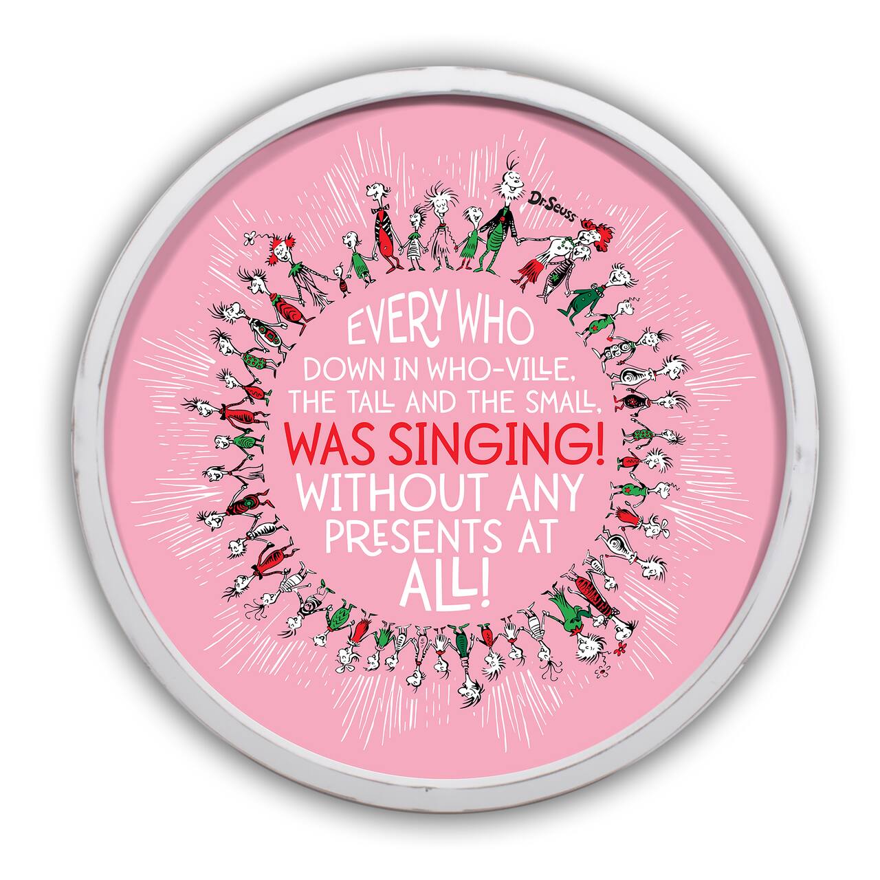 20" The Grinch Who Singing Circle Round Framed Print